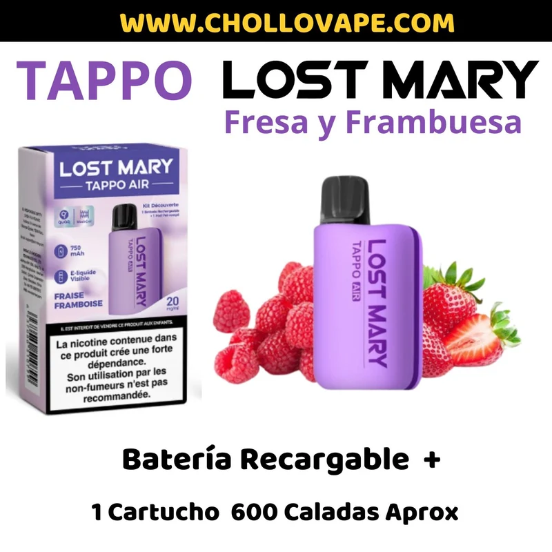 Vaper Lost Mary Tappo Air - Pod + Cartucho (Fresa y Frambuesa)