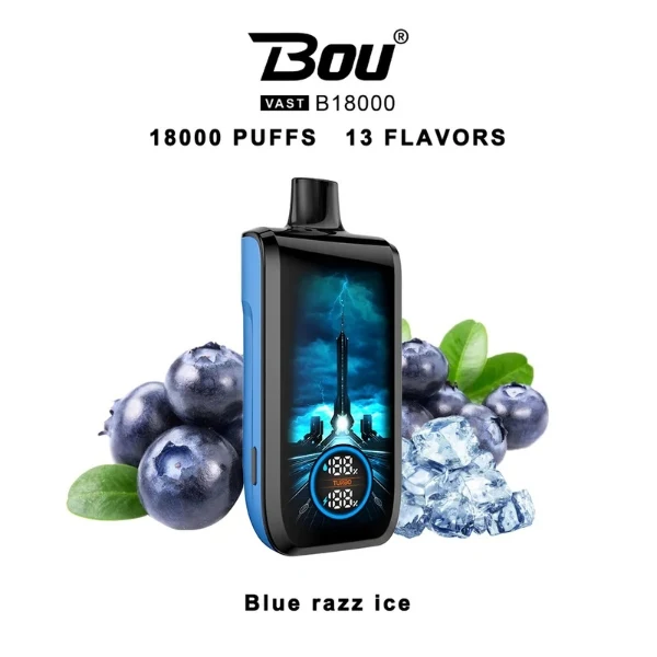 Bou Vast 18K Puff Blue Razz Ice 0% Nic.