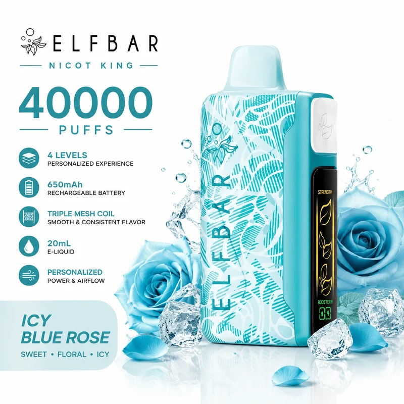 Pod descartable ElfBar Nicot King 40000 Puffs Icy Blue Rose
