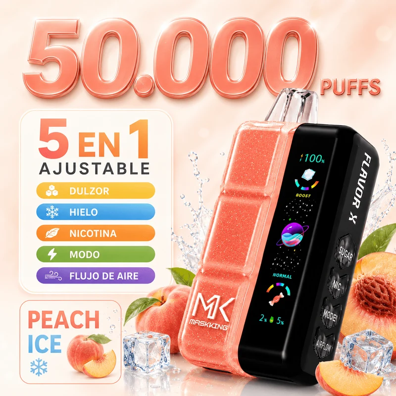 Pod descartable Maskking Flavor X 50000 Puffs Peach Ice