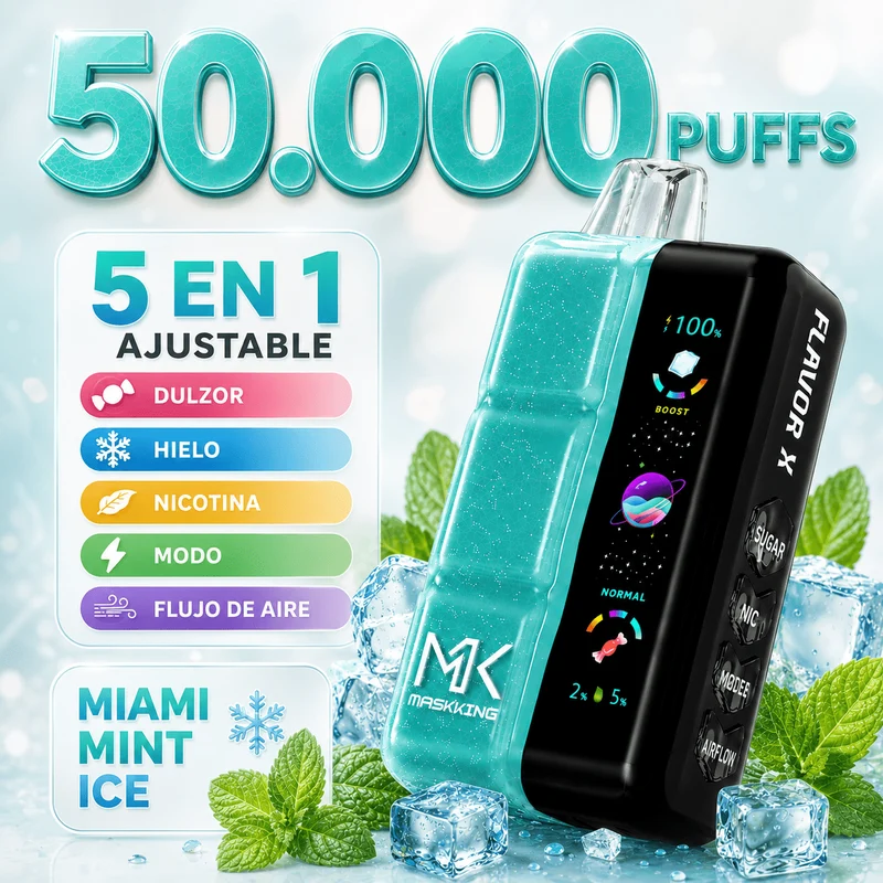 Pod descartable Maskking Flavor X 50000 Puffs Miami Mint