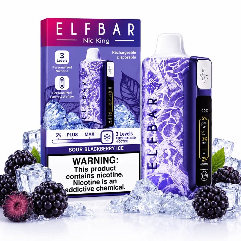 Pod descartable ElfBar Nicot King 40000 Puffs Sour Blackberry Ice