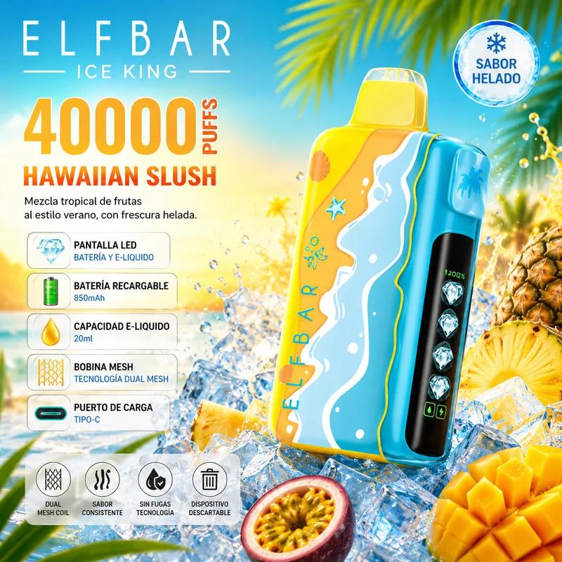 Pod descartable ElfBar Ice King 40000 Puffs Summer Hawaiian Slush