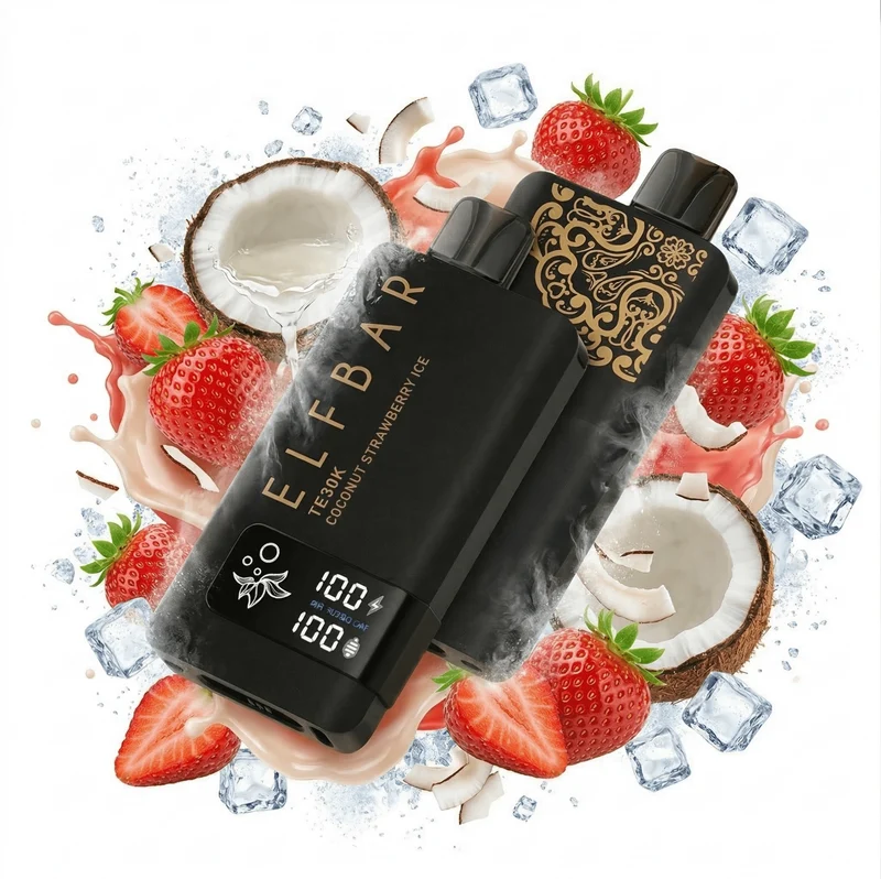 Pod descartable ElfBar TE30000 Puffs Black Gold Coconut Strawberry Ice