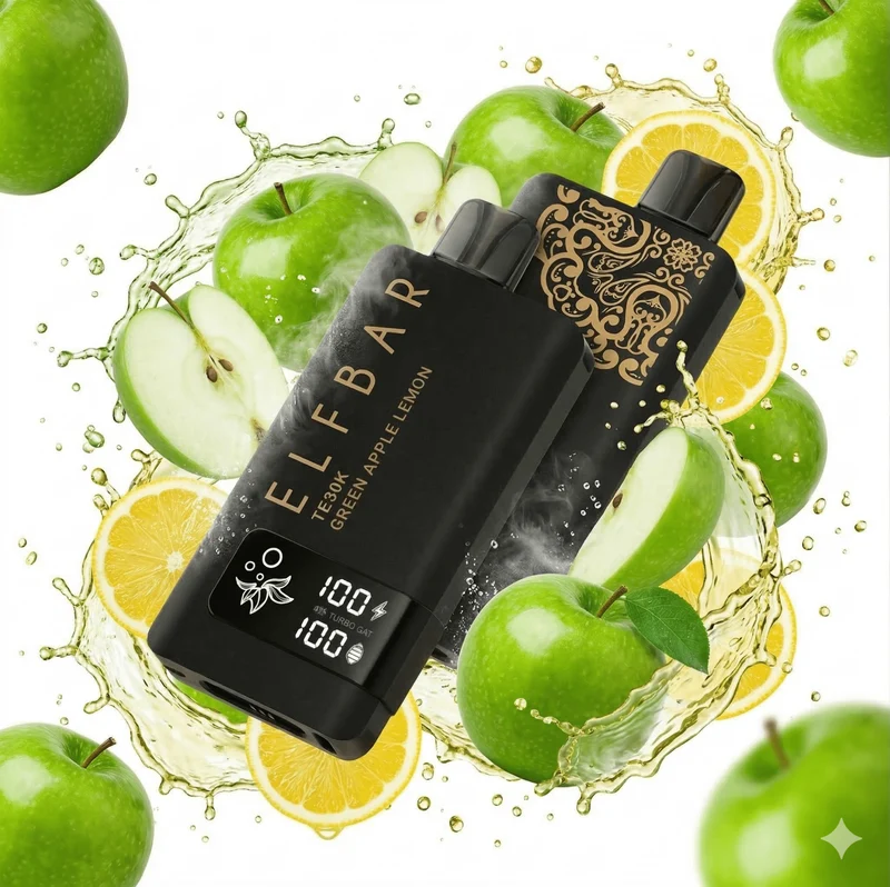 Pod descartable ElfBar TE30000 Puffs Black Gold Green Apple Lemon