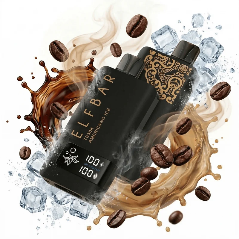 Pod descartable ElfBar TE30000 Puffs Black Gold Americano Ice