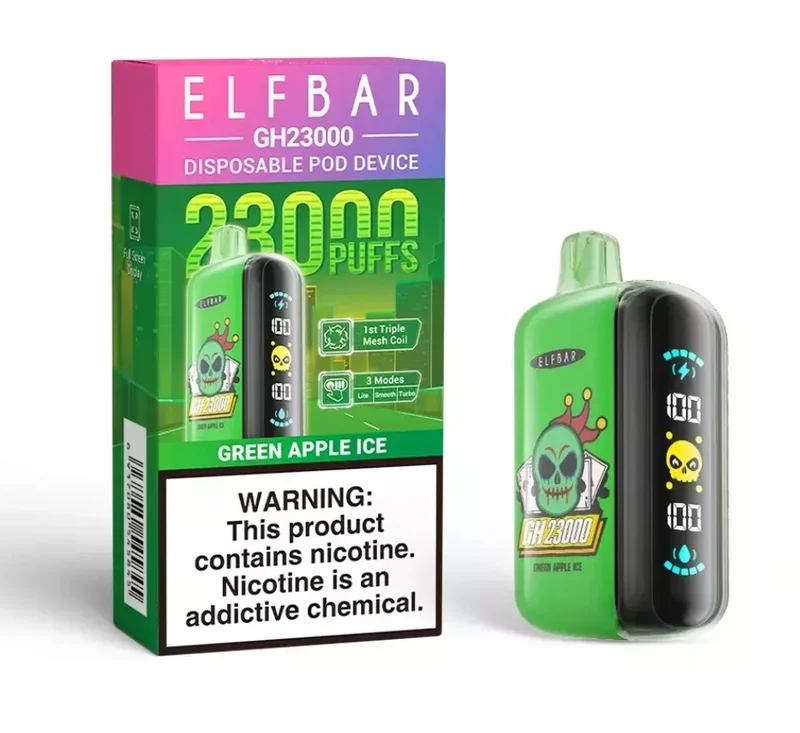 Pod descartable ElfBar Green Apple Ice GH23000 Puffs