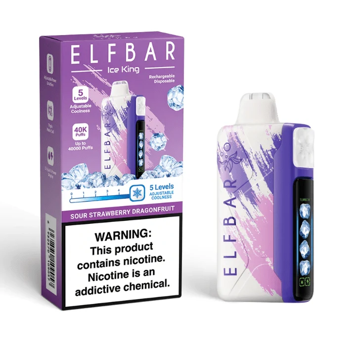 Pod descartable ElfBar Ice King 40000 Puffs Sour Strawberry DragonFruit
