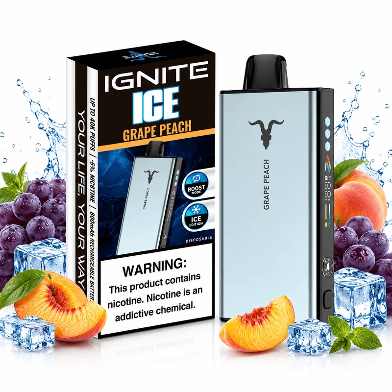 Pod descartable Ignite V400 40000 puffs Ice Grape Peach