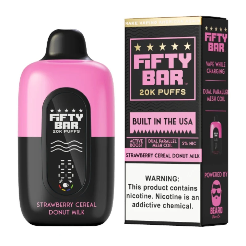 Pod descartable Fifty Bar V2 20000 puffs Strawberry Cereal Donut Milk (origen USA)