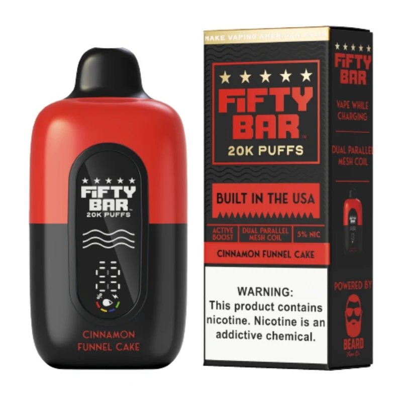 Pod descartable Fifty Bar V2 20000 puffs Cinnamon Funnel Cake (origen USA)