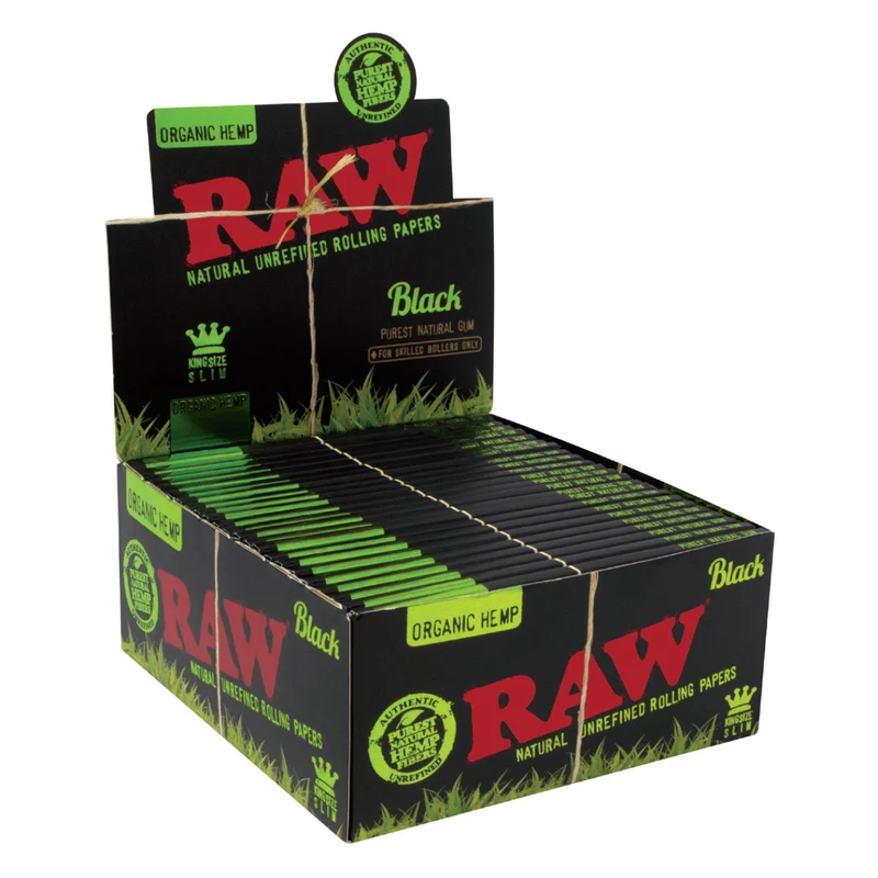 Papeles RAW Black Organic Hemp King Size Slim — Cáñamo Orgánico Ultra Fino
