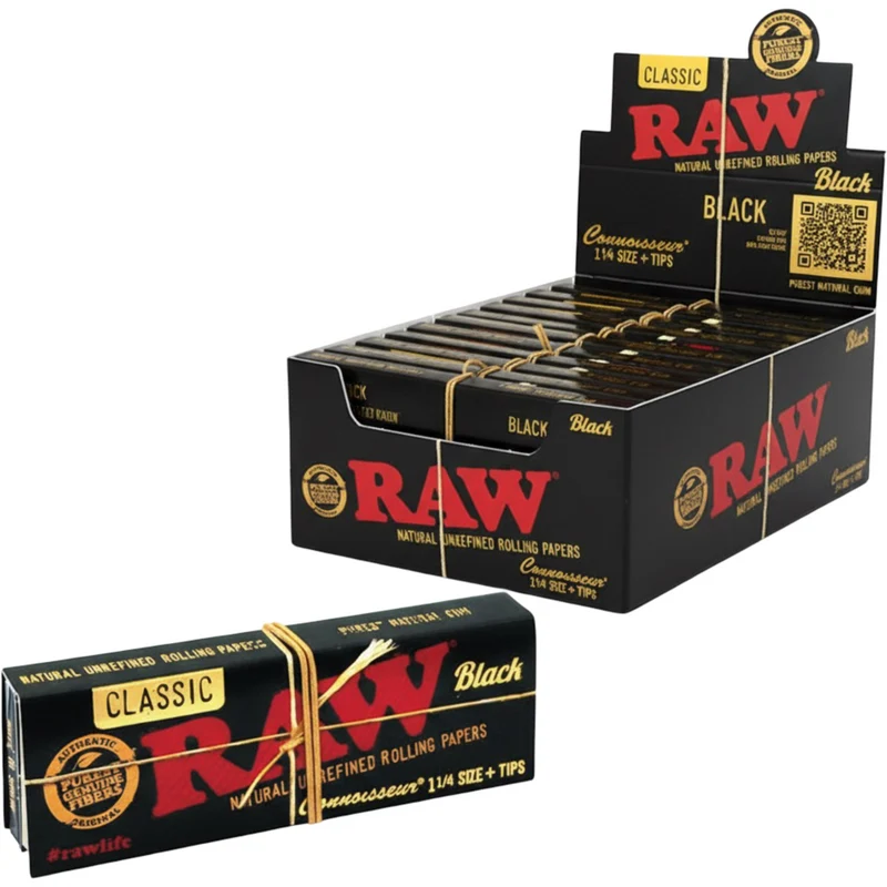 RAW Black Connoisseur 1 1/4 — Papel y tips en un mismo empaque