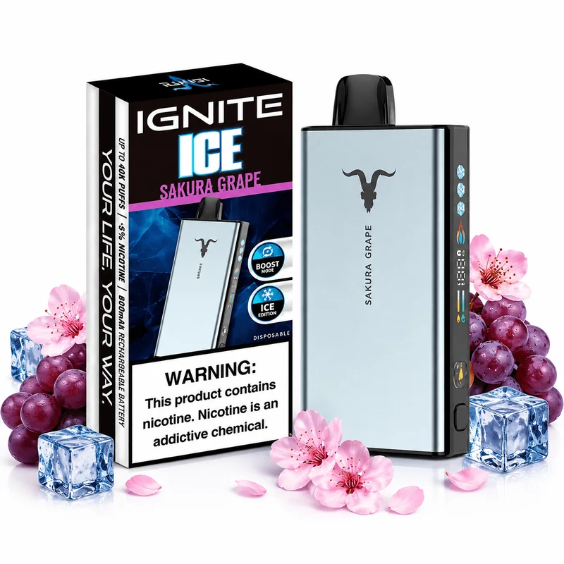 Pod descartable Ignite V400 40000 puffs Ice Sakura Grape