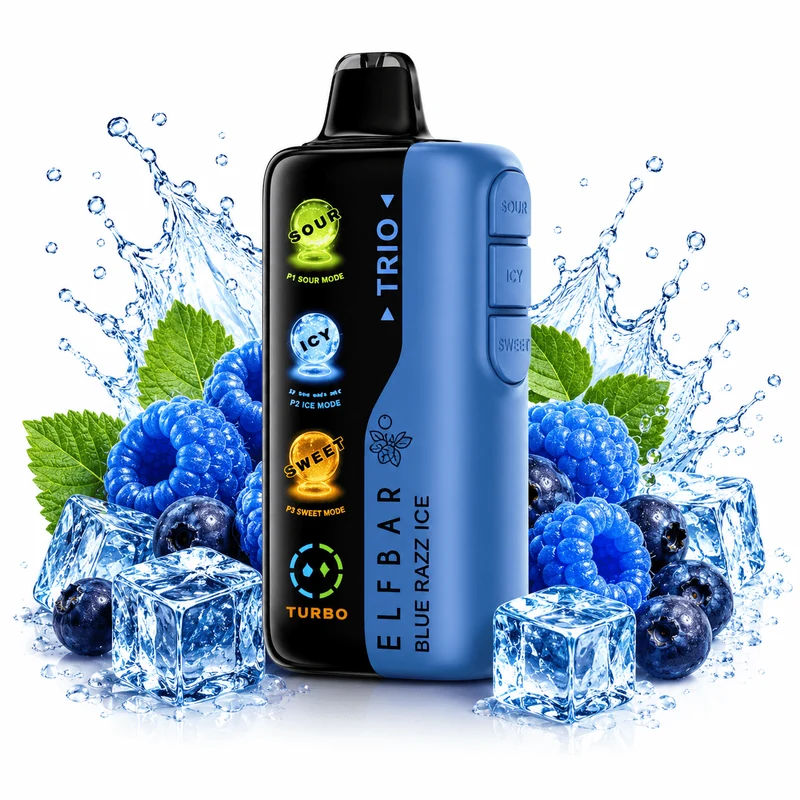 Pod descartable ElfBar TRIO 40000 Puffs Blue Razz Ice