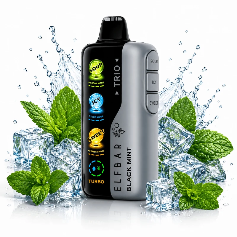 Pod descartable ElfBar TRIO 40000 Puffs Black Mint