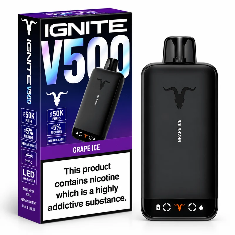 Pod descartable Ignite V500 50000 puffs Grape Ice