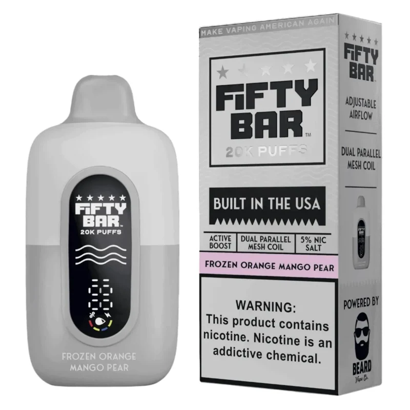 Pod descartable Fifty Bar 20000 puffs Frozen Orange Mango Pear (origen USA)
