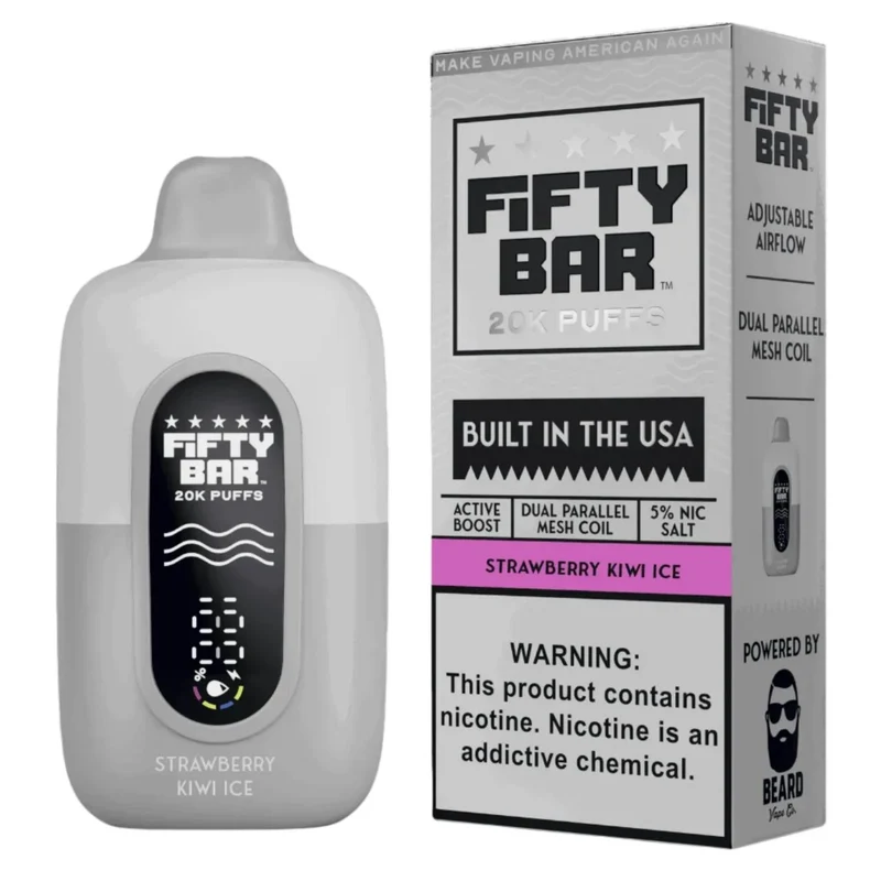 Pod descartable Fifty Bar 20000 puffs Strawberry Kiwi Ice (origen USA)