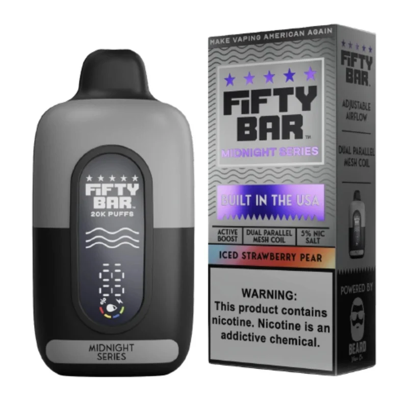 Pod descartable Fifty Bar Midnight Series 20000 puffs Iced Strawberry Pear (origen USA)