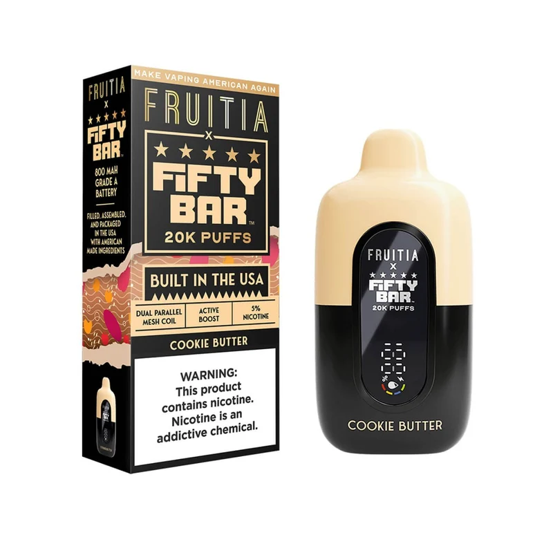 Pod descartable Fifty Bar V2 20000 puffs Cookie Butter (origen USA)