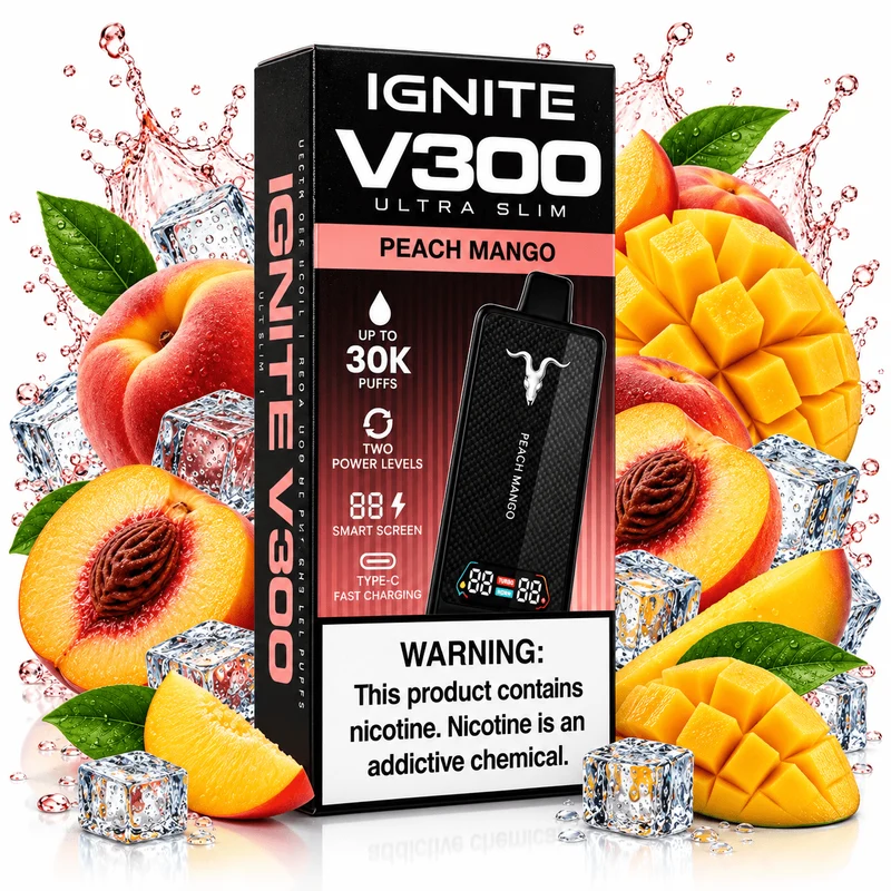 Pod descartable Ignite V300 Ultra Slim Peach Mango 30K