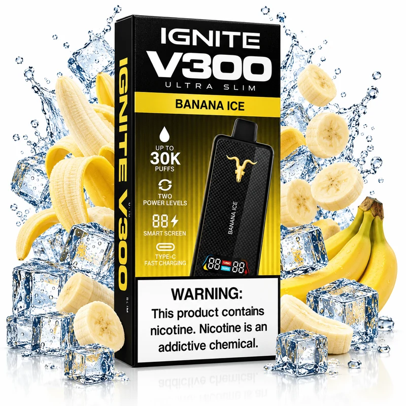Pod descartable Ignite V300 Ultra Slim Banana Ice 30K