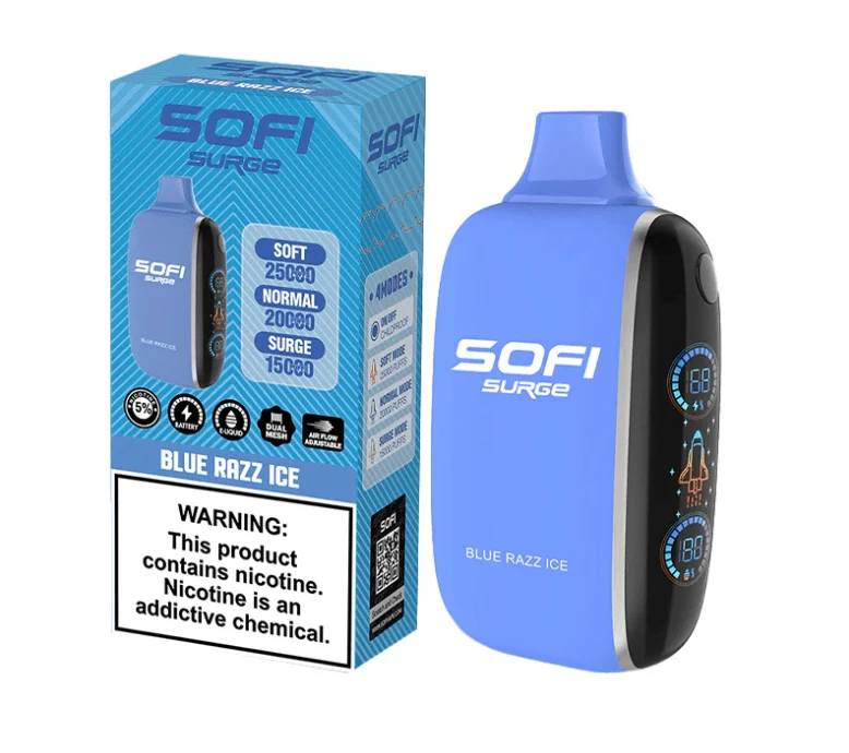 Pod descartable Sofi Surge Cero Nicotina Blue Razz Ice 25000 puffs
