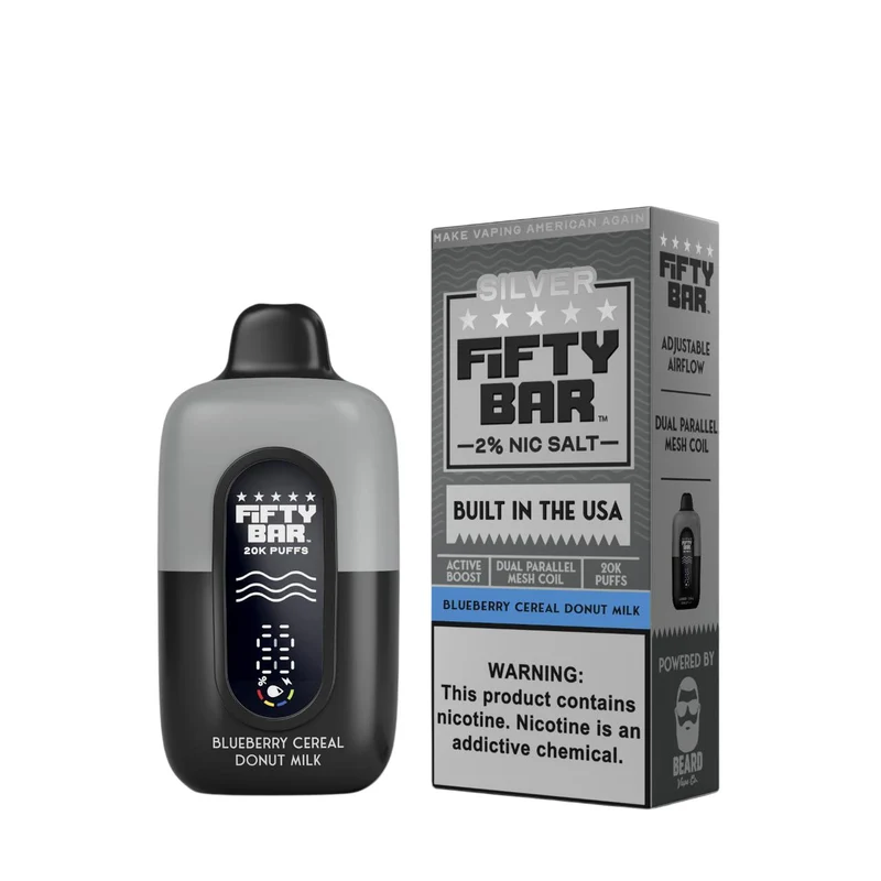 Pod descartable Fifty Bar Silver Series Blueberry Cereal Donut Milk 20000 puffs 2% (origen USA)