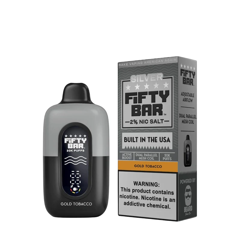 Pod descartable Fifty Bar V2 20000 puffs Gold Tobacco 2% (origen USA)