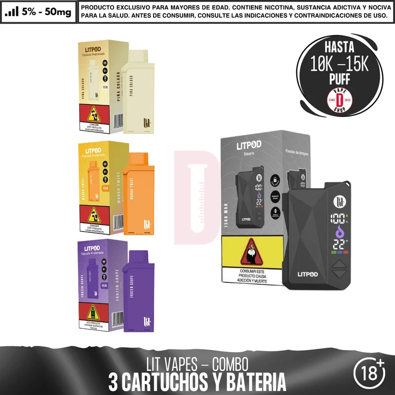 Litpod Combo (3 Cartuchos + Batería)