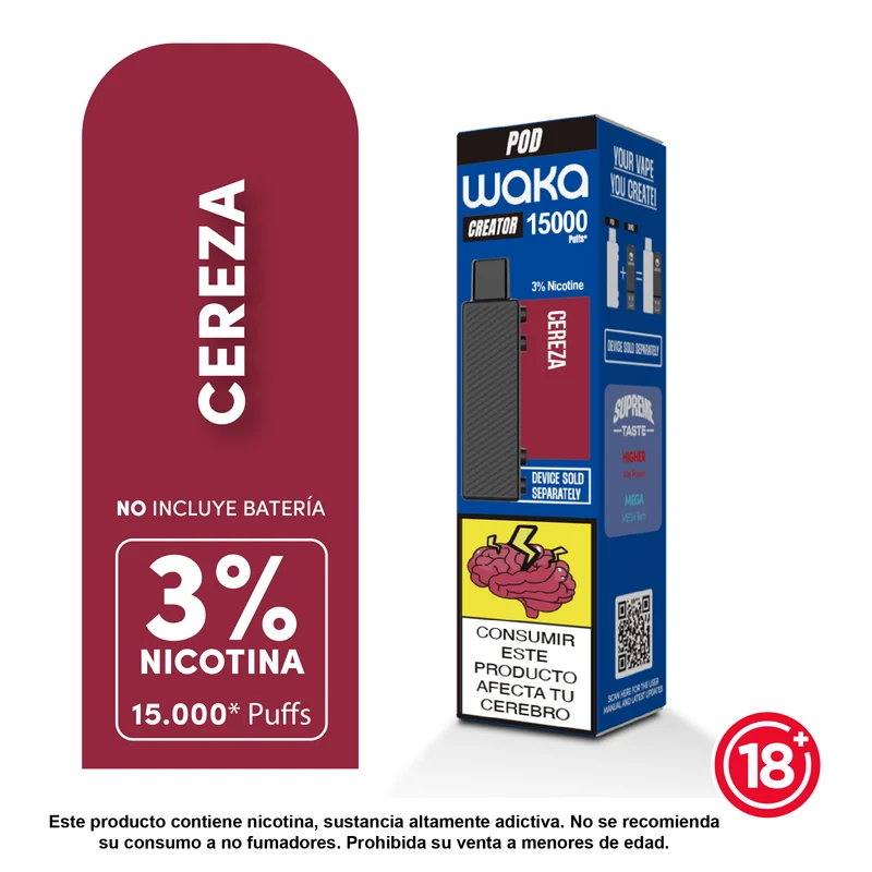 Pod WAKA Creator 15.000 Puffs — Cartucho Recargable con 3% Nicotina