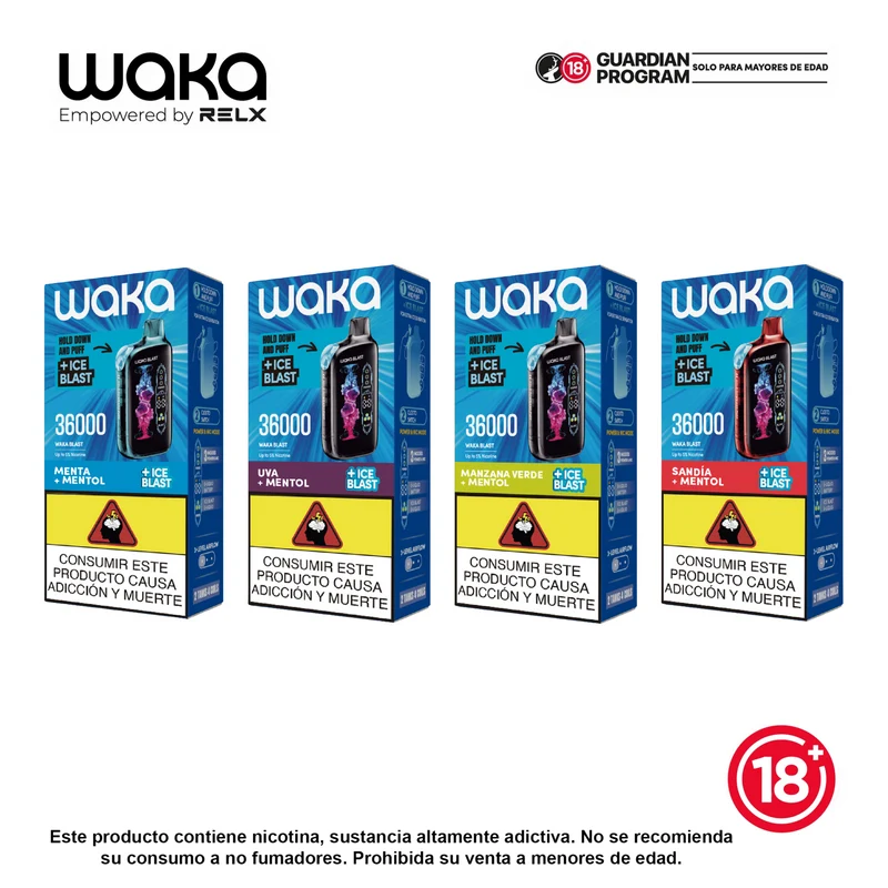 WAKA Blast 36.000 Puffs — El Vape Desechable con Ice Blast y Pantalla LED