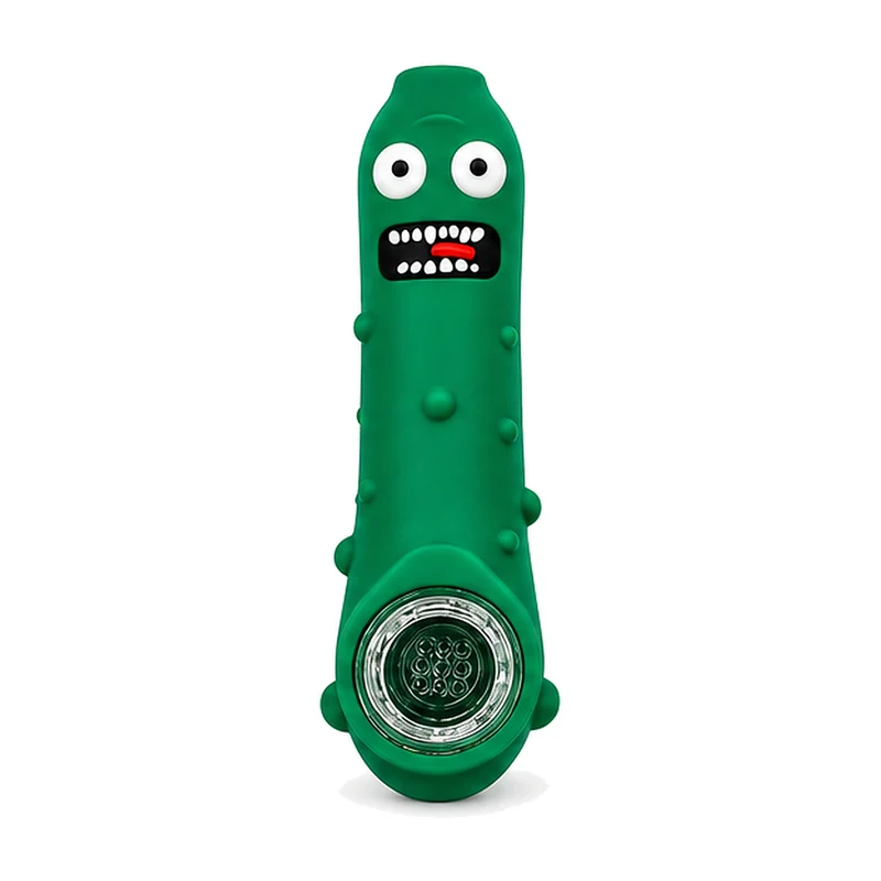 Pipa Pepinillo de Silicona — Cazoleta de Vidrio Removible