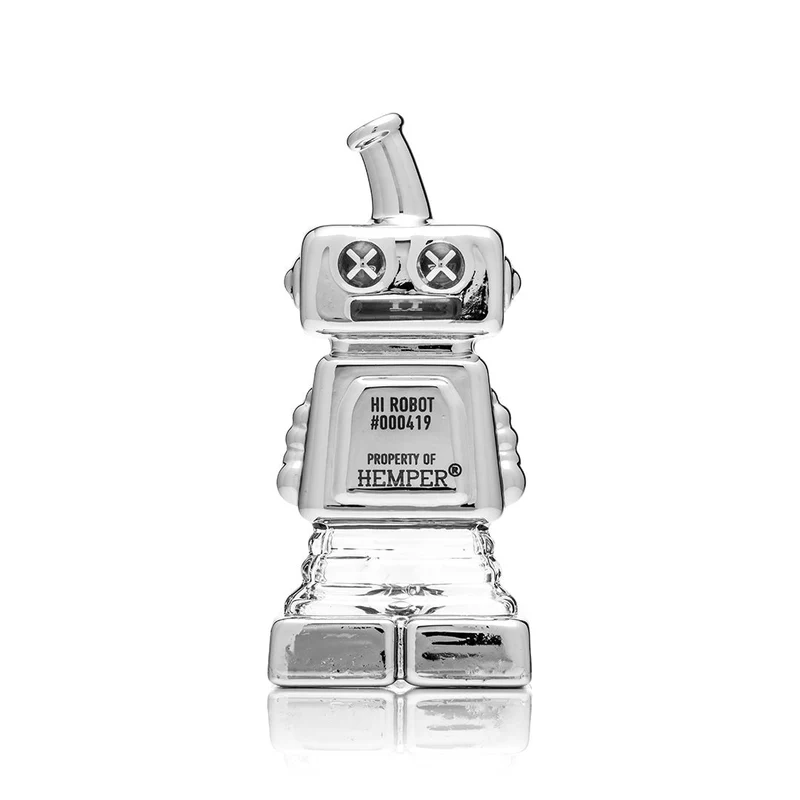 Hemper Hi-Robot Hand Pipe · Pipa de Bolsillo en Vidrio Cromado, 11,2 cm