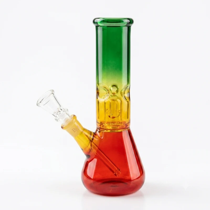 Bong Vidrio Rasta 8" — Pipa de Agua de Vidrio con Percolador