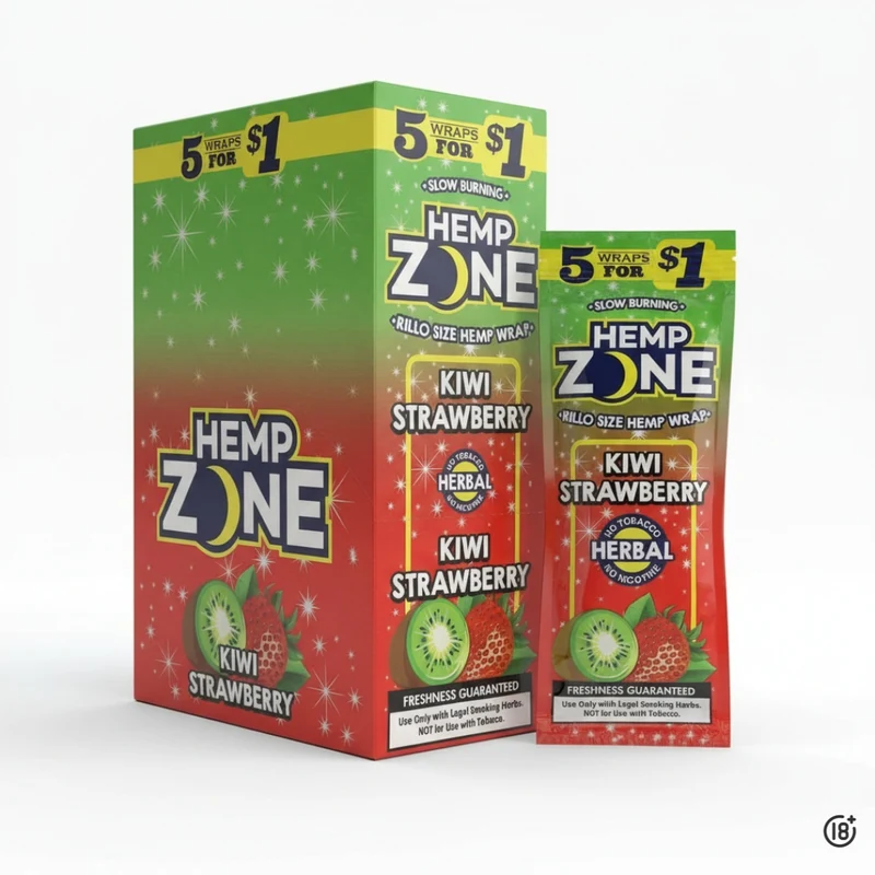 🍓🥝 Blunt Hemp Zone Kiwi Strawberry X5 – Sabor frutal y natural, sin tabaco