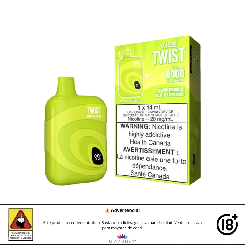 VICE Twist 8000 Puffs | Vaporizador Recargable con Pantalla LED y Flujo Ajustable