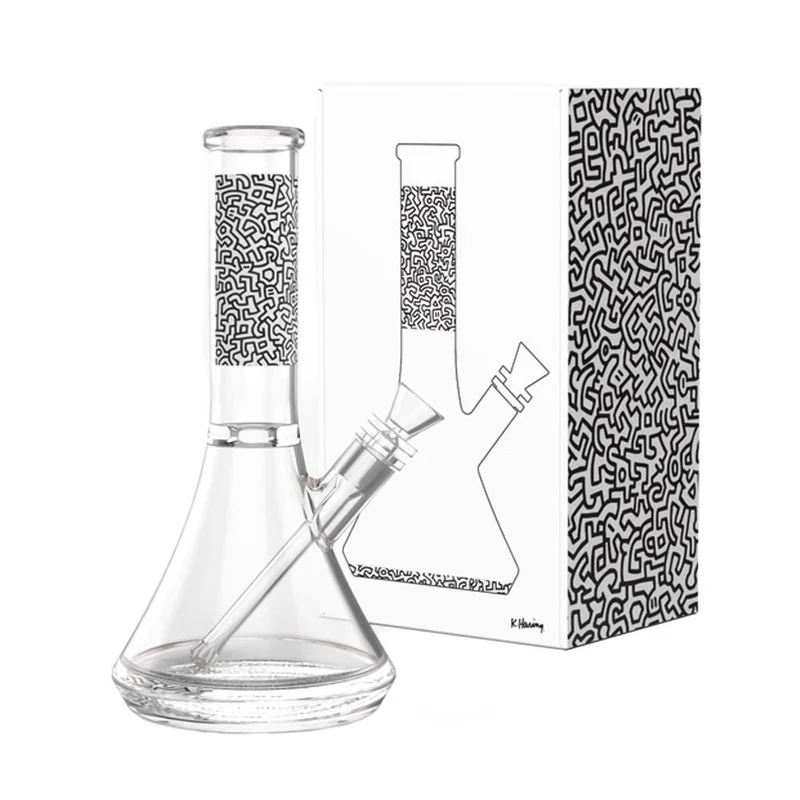 Bong de vidrio en blanco y negro de Keith Haring