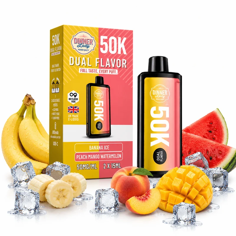 Pod descartable Dinner Lady Banana Ice / Peach Mango Watermelon 50K Dual Flavor