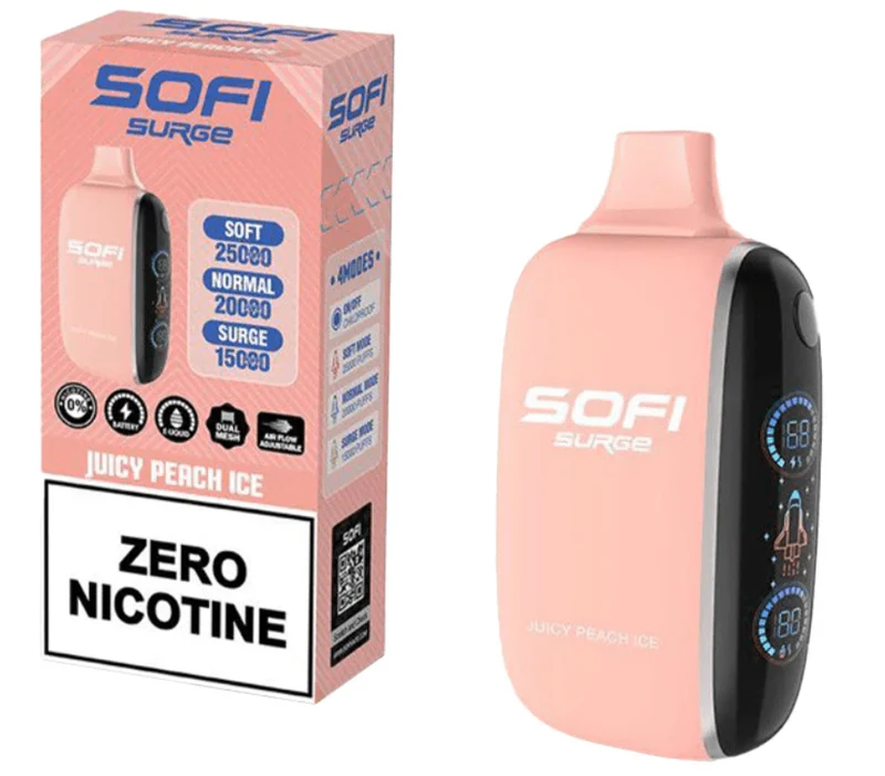 Pod descartable Sofi Surge Cero Nicotina juicy Peach Ice 25000 puffs