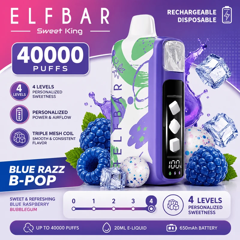 Pod descartable ElfBar Sweet King 40000 Puffs Blue Razz B-Pop