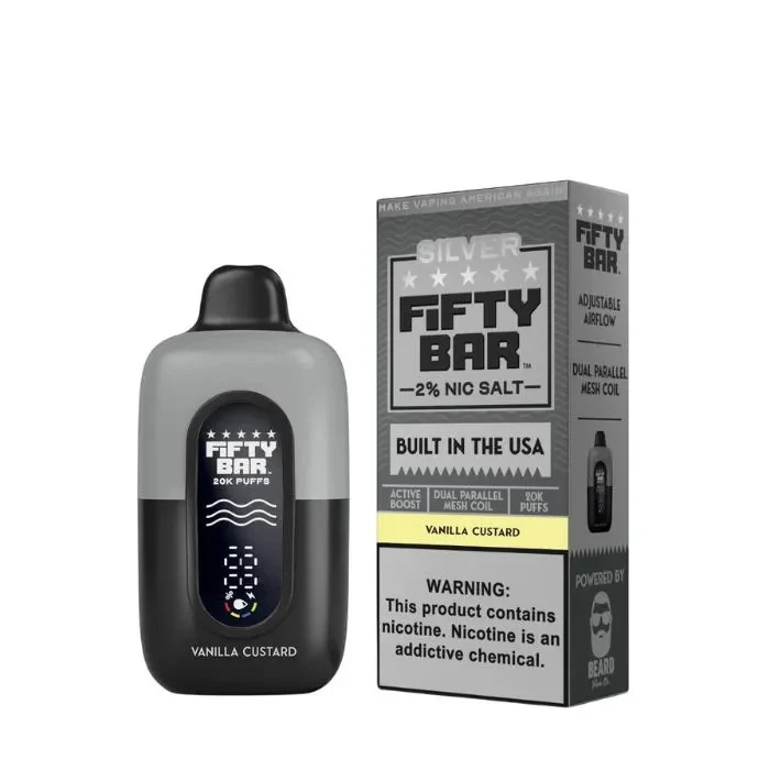 Pod descartable Fifty Bar Silver Series Vanilla Custard 20000 puffs 2% (origen USA)