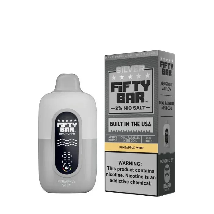 Pod descartable Fifty Bar Silver Series Pineapple Whip 20000 puffs 2% (origen USA)