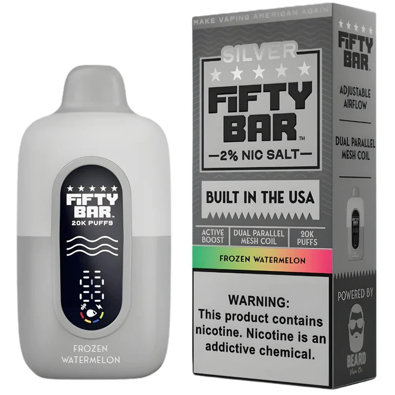 Pod descartable Fifty Bar Silver Series Frozen Watermelon 20000 puffs 2% (origen USA)