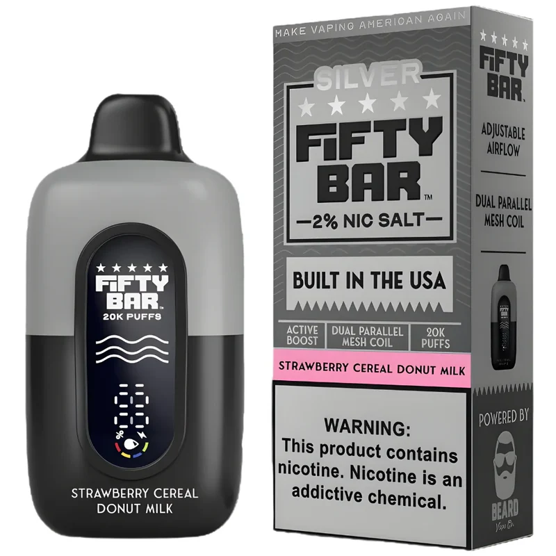Pod descartable Fifty Bar Silver Series Strawberry Cereal Donut Milk 20000 puffs 2% (origen USA)