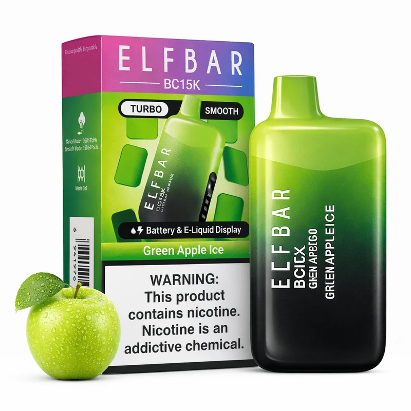 Pod descartalbe Elfbar BC15000 Green Apple Ice