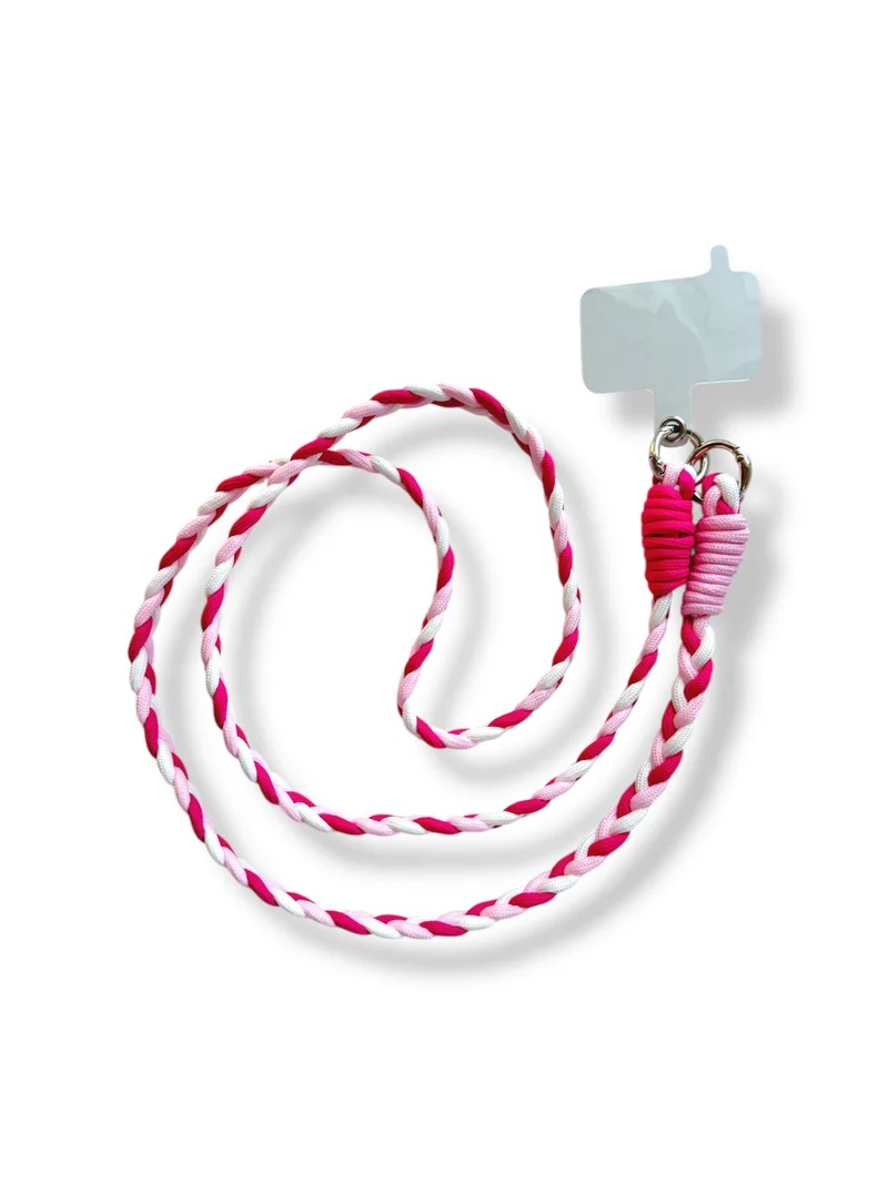 Cordão Universal Trança - Rosa e Branco